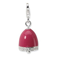 Amore La Vita Sterling Silver 3-D Pink Enameled & CZ Bell Charm hide-image