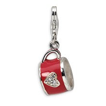 Amore La Vita Sterling Silver 3-D Enameled & CZ Cup Charm hide-image