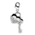 CZ Heart and Key Charm in Sterling Silver