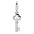 Polished Skeleton Key Charm in Sterling Silver