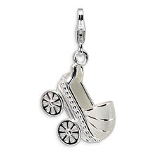 Amore La Vita Sterling Silver 3-D Enameled Baby Carriage Charm hide-image