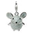 3-D Enameled Grey Mouse Charm in Sterling Silver