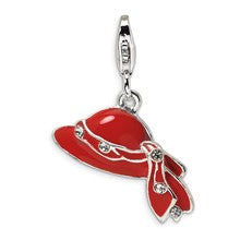 Amore La Vita Sterling Silver Red Enameled & CZ Hat Charm hide-image