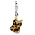 CZ Black Yellow Enamel Tank Top Charm in Sterling Silver