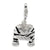 CZ Polished Enamel Zebra Jacket Charm in Sterling Silver