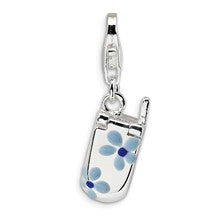 Amore La Vita Sterling Silver Flower Enamel Movable Cell Phone Charm hide-image