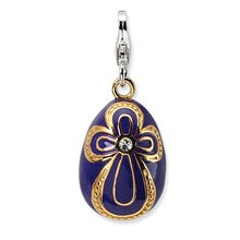 Amore La Vita Sterling Silver Gold-Plated Swarovski Element Purple Egg Charm hide-image