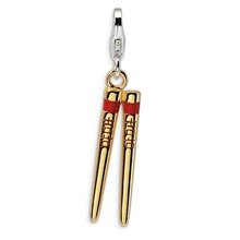 Amore La Vita Sterling Silver 3-D Enameled Gold-Plated Chopstick Charm hide-image