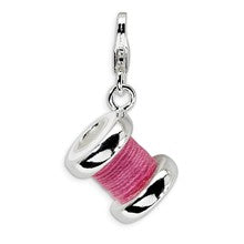 Amore La Vita Sterling Silver 3-D Enameled Pink Spoll of Thread Charm hide-image