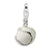 3-D Polished & Enamel Baseball Charm in Sterling Silver