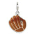 3-D Enameled Brown Baseball Mit Charm in Sterling Silver