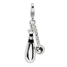 Amore La Vita Sterling Silver 3-D Enameled Baseball and Bat Charm hide-image