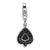 CZ & Enameled Spade Shaped Charm in Sterling Silver