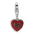 CZ & Enameled Heart Shaped Charm in Sterling Silver