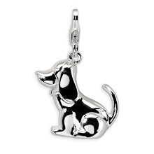 Amore La Vita Sterling Silver 3-D Polished & Enameled Dog Charm hide-image