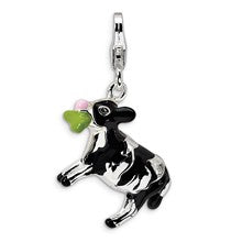 Amore La Vita Sterling Silver 3-D Enameled Eating Cow Charm hide-image