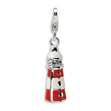 Amore La Vita Sterling Silver Enamel Swarovski Crys Lighthouse Charm hide-image