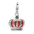 Swarovski Element & Red Enamel Crown Charm in Sterling Silver