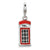 3-D Red Enameled Telephone Booth Charm in Sterling Silver