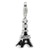 3-D Black Enameled CZ Eiffel Tower Charm in Sterling Silver