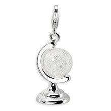 Amore La Vita Sterling Silver 3-D Enameled Cracked Crystal Globe Charm hide-image