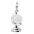 3-D Enameled Cracked Crystal Globe Charm in Sterling Silver