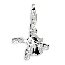 Amore La Vita Sterling Silver 3-D Polished Moveable Windmill Charm hide-image