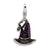 3-D Antiqued Enameled Witches Hat Charm in Sterling Silver