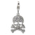 CZ Skull and Cross Bones Charm in Sterling Silver