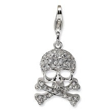 Amore La Vita Sterling Silver CZ Skull and Cross Bones Charm hide-image