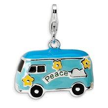 Amore La Vita Sterling Silver 3-D Enameled Peace Bus Charm hide-image