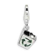 Amore La Vita Sterling Silver Enamel Recycle Bin Charm hide-image