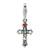 Swarovski Element Antiqued Cross w/Lob. Clasp Charm in Sterling Silver