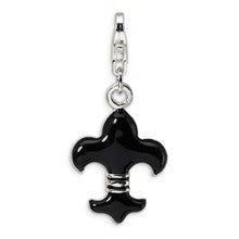 Amore La Vita Sterling Silver Black Enameled Fleur de Lis Charm hide-image