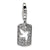 CZ Cut-out Dove/Peace Clip-on Charm in Sterling Silver