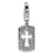 CZ Cut-out Cross/Faith Clip-on Charm in Sterling Silver