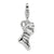 Rhodium 3-D Christmas Stocking Charm in Sterling Silver