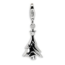 Amore La Vita Sterling Silver Rhodium 3-D Christmas Tree with Charm hide-image