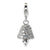 CZ Polished Moveable Bell Charm in Sterling Silver