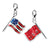 3-D Enameled American Flag Charm in Sterling Silver