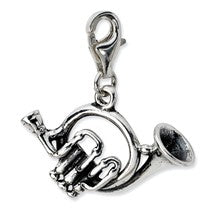 Amore La Vita Sterling Silver 3-D Antiqued French Horn Charm hide-image