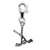 Antiqued Golf Clubs & Ball Charm in Sterling Silver