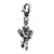 3-D Antiqued Angel & Harp Charm in Sterling Silver