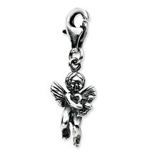 Amore La Vita Sterling Silver 3-D Antiqued Angel & Harp Charm hide-image