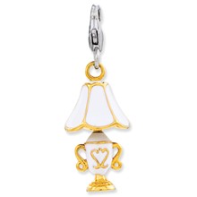 Amore La Vita Sterling Silver Enameled 3-D Gold Plated Lamp Charm hide-image