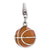 3-D Enameled Basketball Charm in Sterling Silver