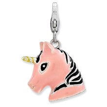 Amore La Vita Sterling Silver 3-D Enameled Unicorn Head Charm hide-image