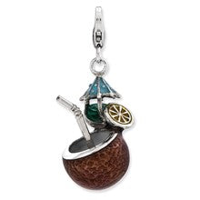 Amore La Vita Sterling Silver 3-D Enameled Coconut Cocktail Charm hide-image