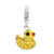 Yellow Crystal Duck Charm in Sterling Silver