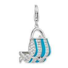 Amore La Vita Sterling Silver Blue Enameled CZ Handbag Charm hide-image